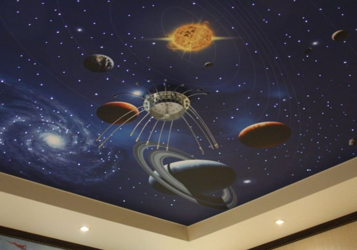 papier peint au plafond avec l'image de l'espace