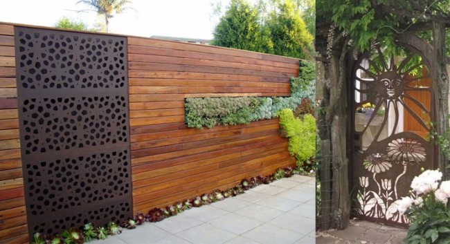 Clôtures en bois et clôtures pour la maison.  L'un des avantages du bois en tant que matériau pour la clôture du site est une bonne absorption acoustique, mais si vous aimez les clôtures métalliques, vous pouvez choisir l'option combinée