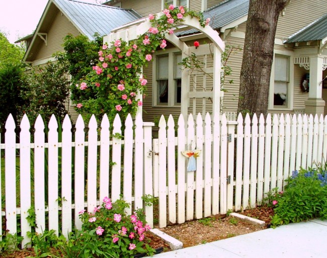Clôtures en bois et clôtures pour la maison.  Le type de clôture en bois le plus traditionnel : une palissade peinte soignée