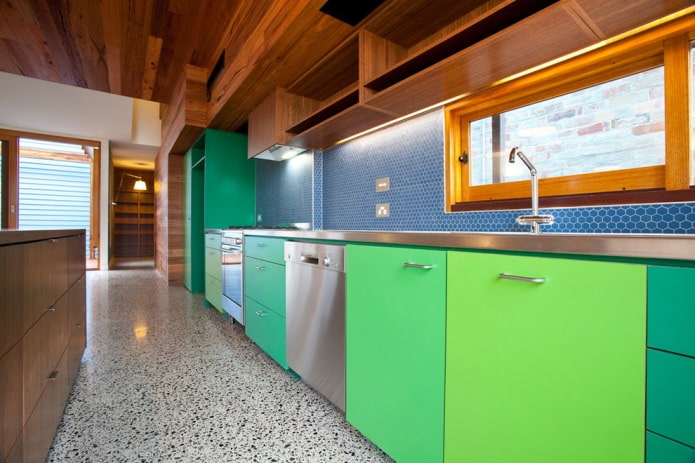 nuances de vert dans la cuisine