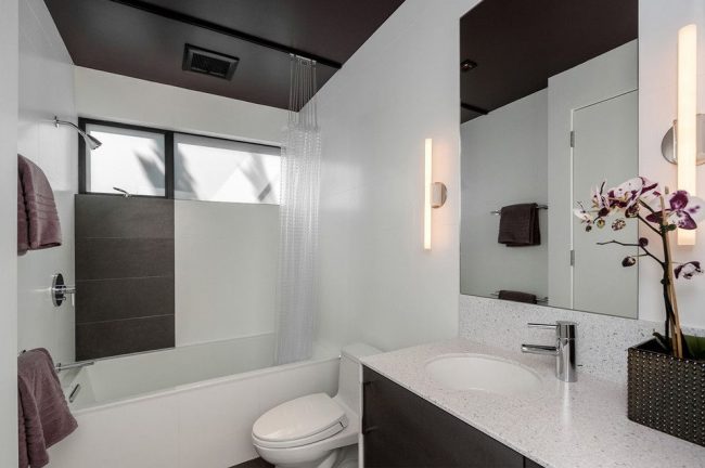 Salle de bain Art Nouveau avec corniche flexible au plafond pour un zonage fonctionnel 