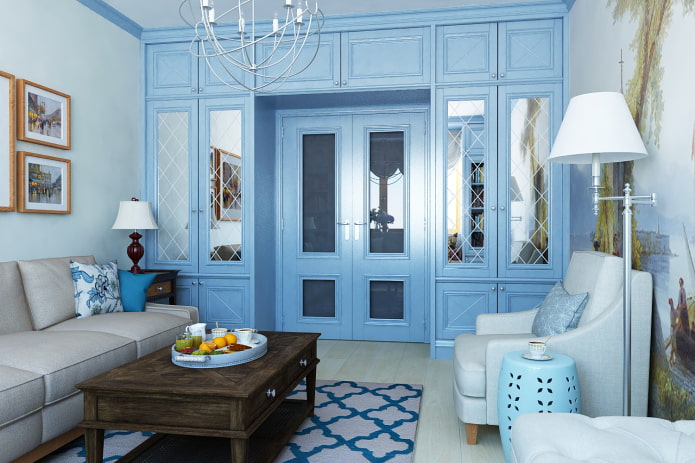 portes bleues à l'intérieur dans le style provençal