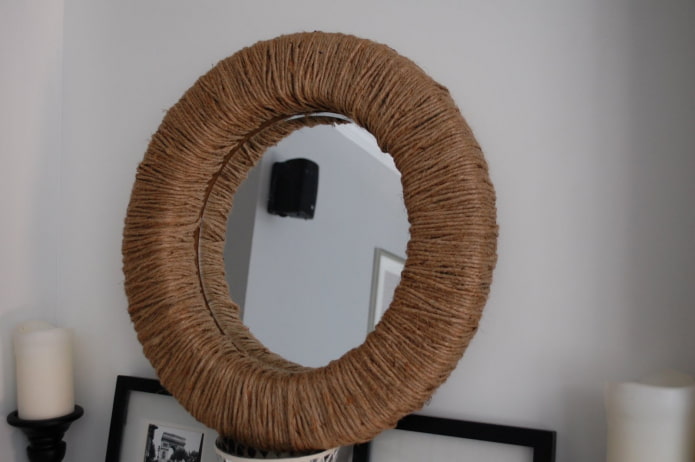 miroir décoré de corde