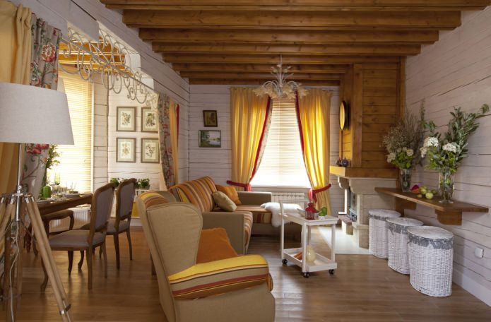 salon dans la conception de maison de style provençal