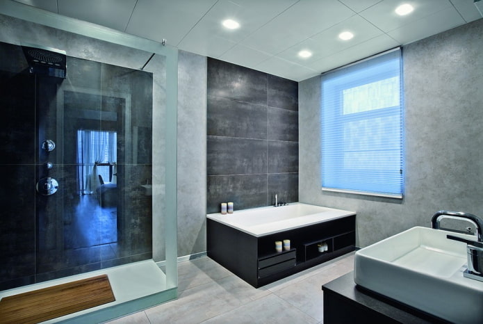 plâtre à l'intérieur de la salle de bain dans un style high-tech
