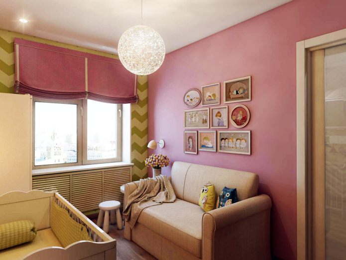 conception d'une chambre d'enfant pour un nouveau-né de 8,4 m²  m.