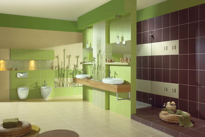 Photo d'une salle de bain verte
