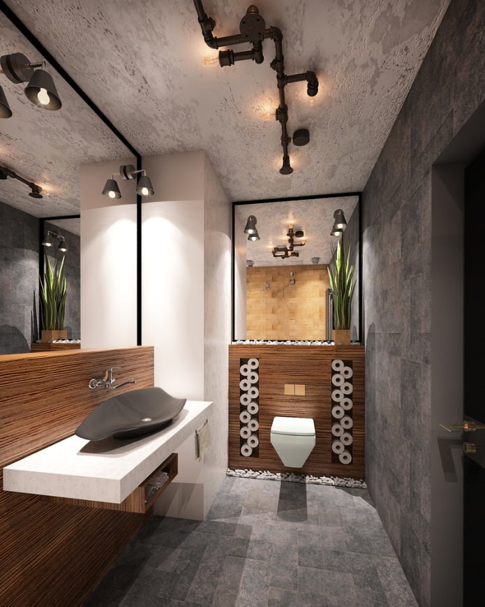 salle de bain à l'intérieur d'un petit appartement de 48 m².  m.