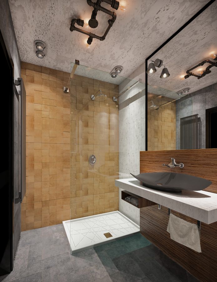salle de bain à l'intérieur d'un petit appartement de 48 m².  m.