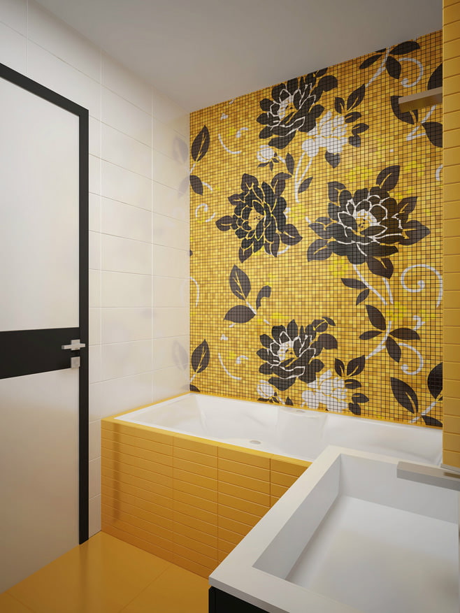 salle de bain en jaune